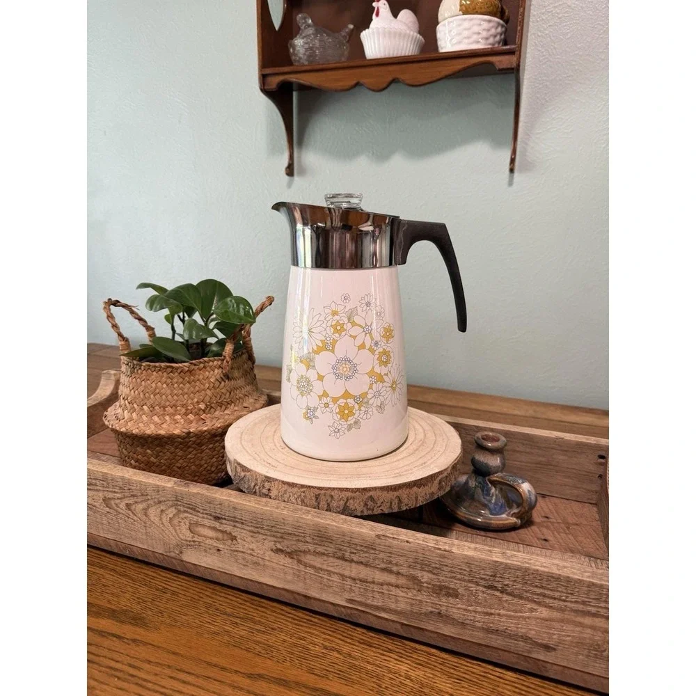 9 cup floral bouquet coffee percolator